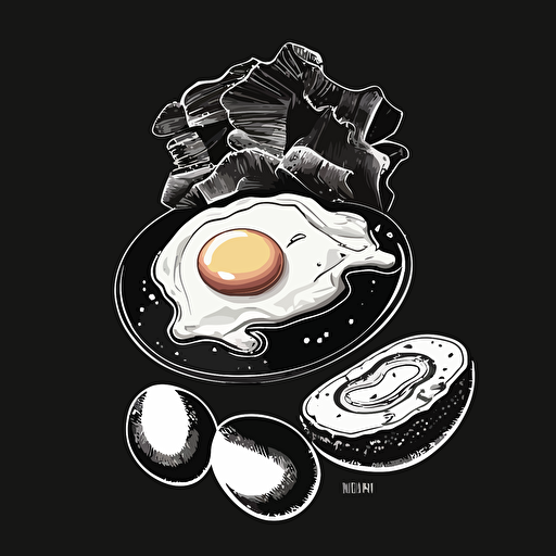 black and white vector bacon and eggs