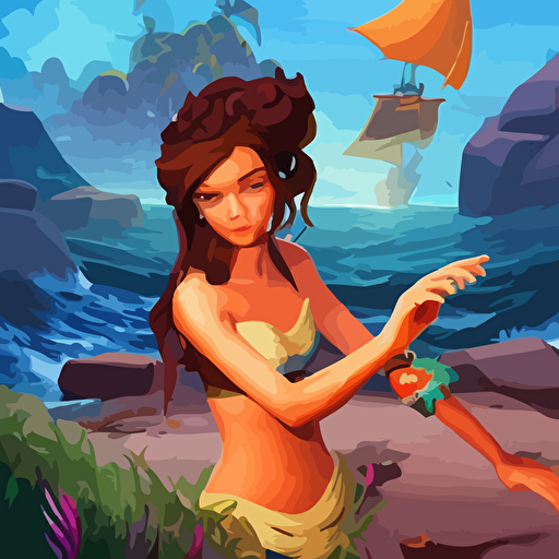 painting mermaid treasure sea thieves game avatar hero smooth face median photoshop filter cutout vector behance hd jesper ejsing rhads makoto shinkai lois van baarle ilya kuvshinov rossdraws global illumination