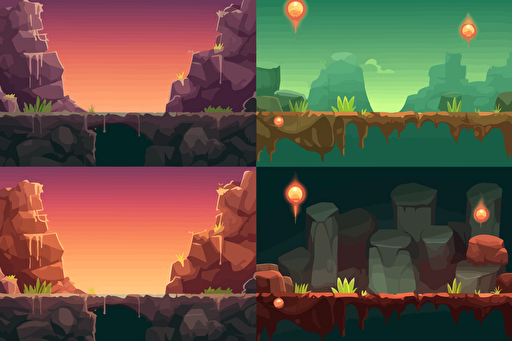 Design a game background, power elements, 2D vector style