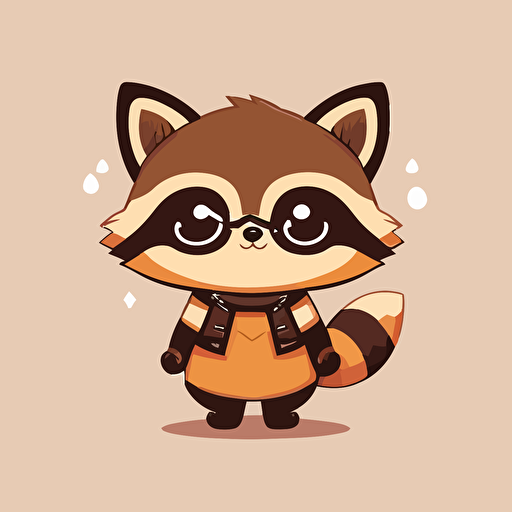 cute racoon kawaii style, vector clipart