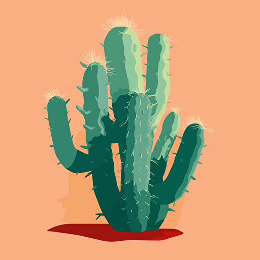 vector art, a single cactus illustration, simple shapes, minimalist, printmaking, vibrant colors, flat background that is one color
