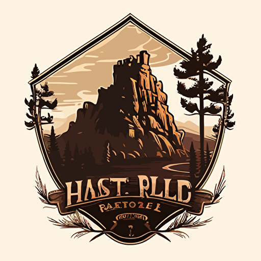 a simple logo, vector, pineto castle rock, inline