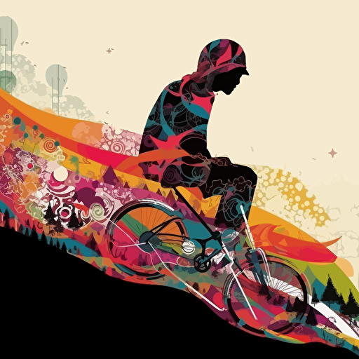 By Kazumasa Nagai+wu guanzhong+Axel Vervoordt,vector illustration,silhouette of a person extreme sports, dynamic posture