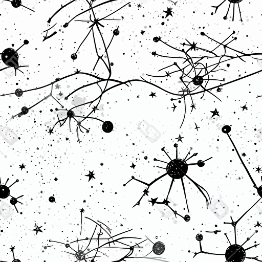 constellations, black ink on bright white background, vector, illustrator