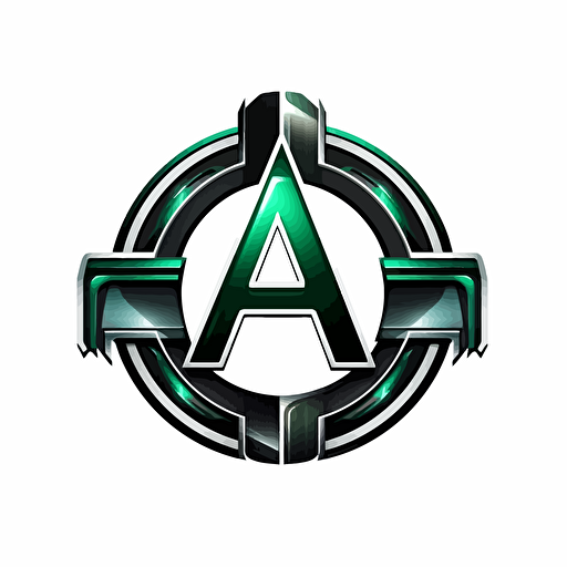 futuristic vector logo, stylized letters 'A L', green and black on white background, minimalistic