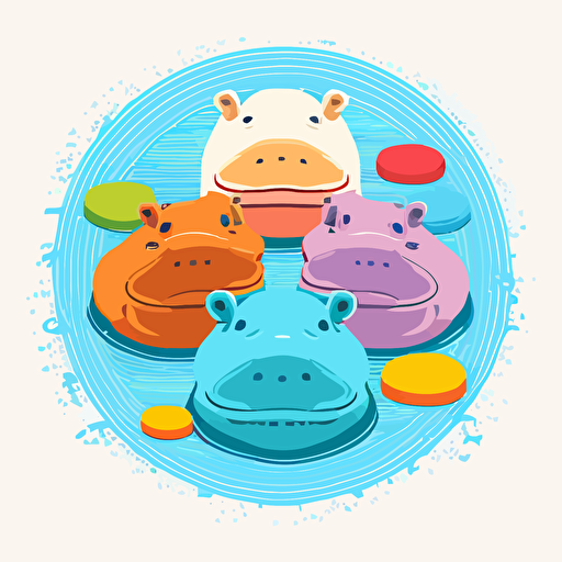 hungr yhungry hippos, vector image, white basckground, minimalist