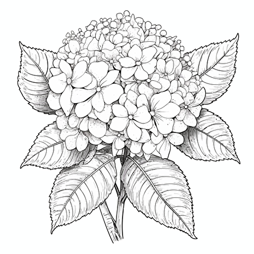 Hydrangea ignorant style No Shadow. Coloring page. Vector. Simple.