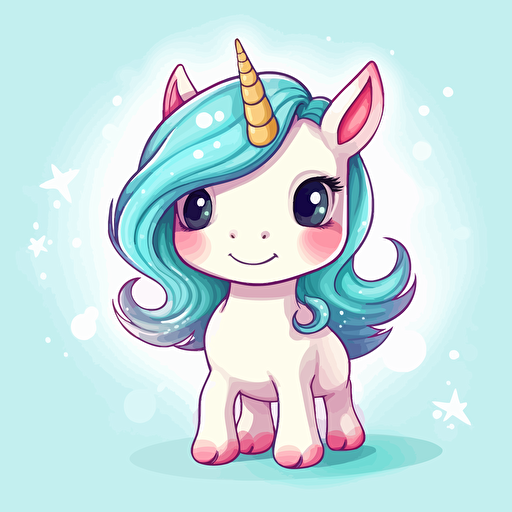 soft cute unicorn cartoon drawing vector v5