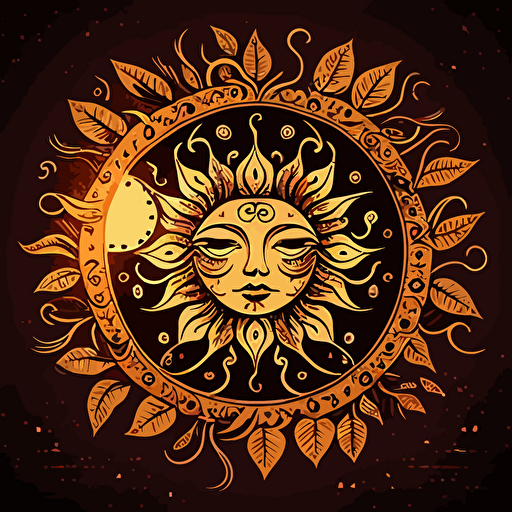 boho sun vectorial style design