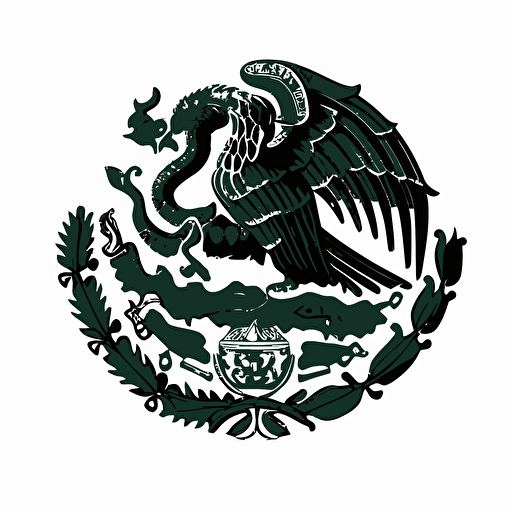 simple, modern iconic logo of mexican eagle eating snake black vector, on white background