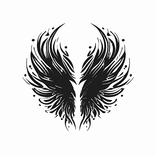 a timeless modern feminine logo of spread wings black vector white background