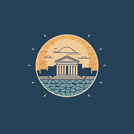 very very minimal logo for a tourism company, mosaic style, Ancient Athens, vectoral
