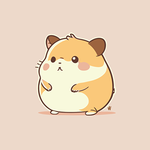 cute hamster with chubby cheeks kawaii style, vector, simple, high quality