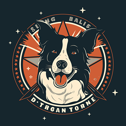 logo for a dog traning business with a big star in the middle and a border collie inside, vector
