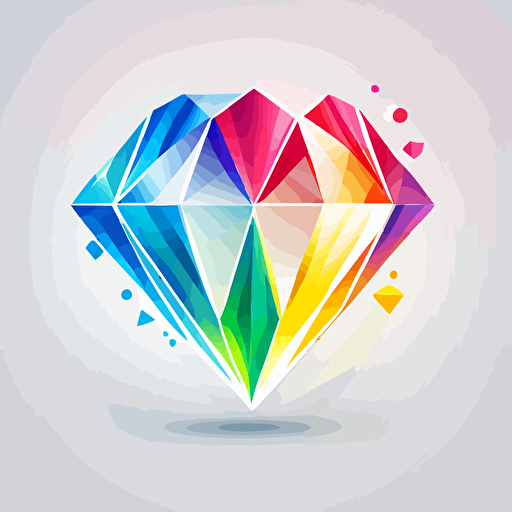 colorful diamond vector logo design, cartoon, icon, background white, 2d line, 2d coloring, 2d shade, 2d