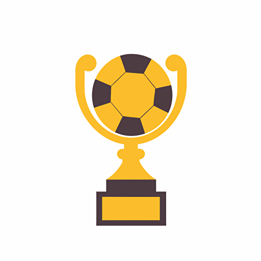 vector flat illustration, gold/yellow football trophy, 2d, simple, clean, very simple, white background, viewed from front