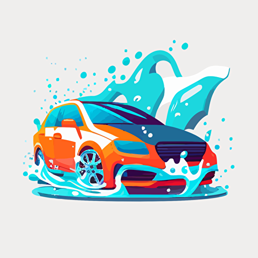 washing a car,vectorized logo, flat, white background