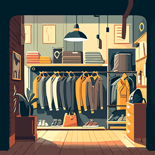 A VECTOR illustration of an inside of a clothing shop