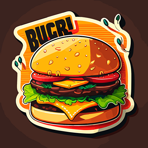 Burger:sticker,illustration ,vector ,cartoon style