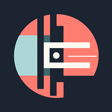 Geometric shapes in coral, teal and cream
