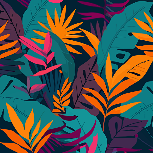 repeating pattern of a tropical background, flat art style, vector, vibrant color