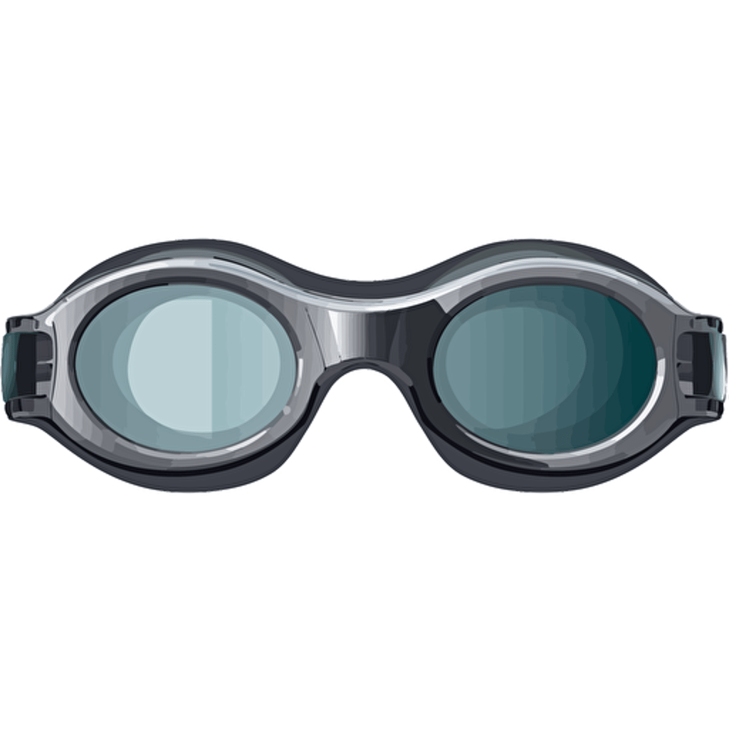 vector drawing of swim goggles, front view, mirror lenses, simplified