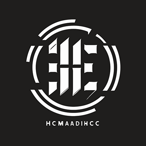 Black and white modern logo with the letters H and C, 45 degree angles flat vector