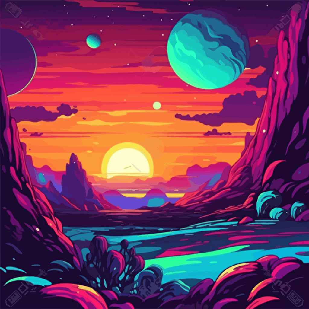 space background, cartoon anime, colors, surreal, Vector illustration,