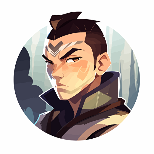 Vector icon, kawacy style Sokka, dramatic lighting