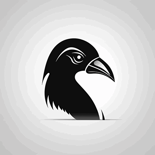 vector single penguin HEAD logo design ,flat design,black color, white background