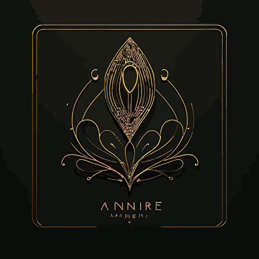 A flat design digital logo for Ariane's Wire and Needle app, featuring a minimalist golden needle and silver wire combination, creating a harmonious emblem, set against a deep, dark background, embodying a sense of luxury and elegance, Illustration, digital vector art with a flat design style