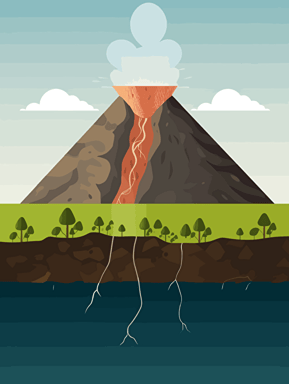 flat illustration volcano, vector, high quality, detailed