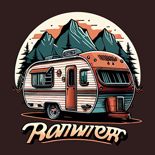 simple vector illustration of RV Camper, logo.