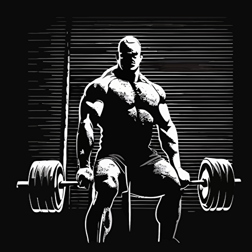 powerlifter weights vector style black and white black background