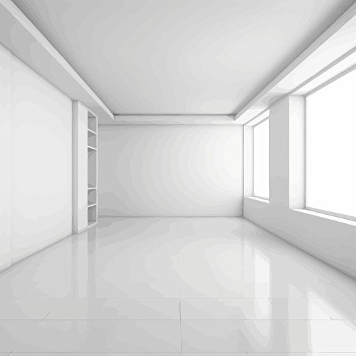 empty room with plain white walls, blank space, white background, vector