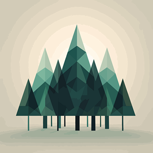 Minimalist triangles placed above each crossing point represent spruce trees, adding a modern, geometric touch. The triangles could gradually increase in size as they move upwards, creating an abstract forest effect that highlights the region's dense spruce forests, vector, line, minimalist: