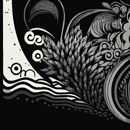 black line zentangle art vector