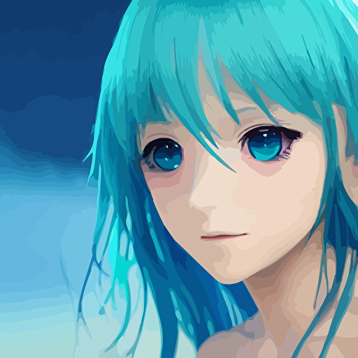 render beautiful 3d anime girl profile picture long braided teal hair azure blue eyes round face short smile casual clothes serene beach setting cinematic lightning medium shot mid shot highly detailed trending artstation unreal engine 4k cinematic wallpaper