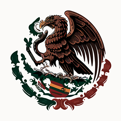 simple, modern iconic logo of mexican eagle eating snake black vector, on white background