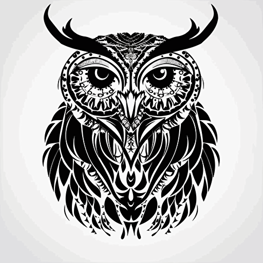 stencil art of an owl on white background as vector art