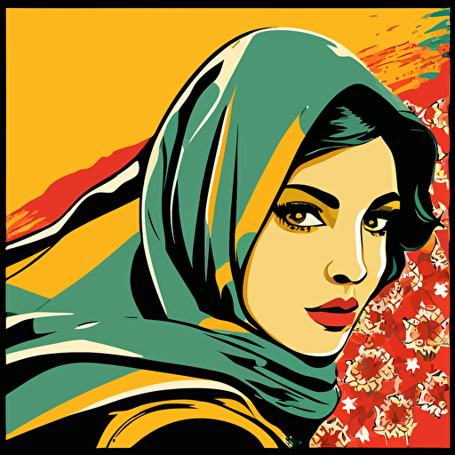 iran handsome girl, vector, comic, pop art
