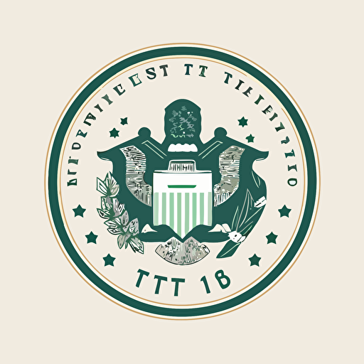 Minimalist vector emblem representing US treasury bill, in the style of a US Dollar