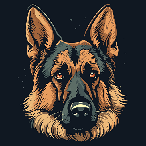 3 flat colors vector image of a German Shepard head