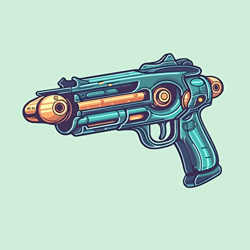 space gun toys, cartoon illustration, colors, Vector illustration, retro colors