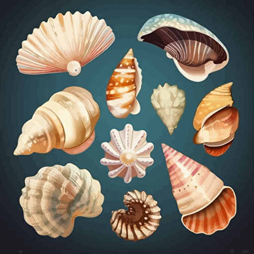 beautiful vector art of seashells