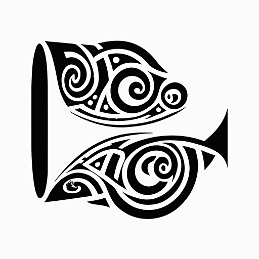 very simplified vector logo of a monastic scroll, black and white, white background