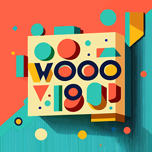 Design a logo for "woohoo" in text. Geometric, vivid color, simple vector, memphis style, genz taste