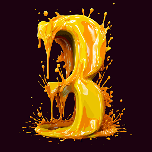 alphabet 3 dipping in fluid of yellow color vector art