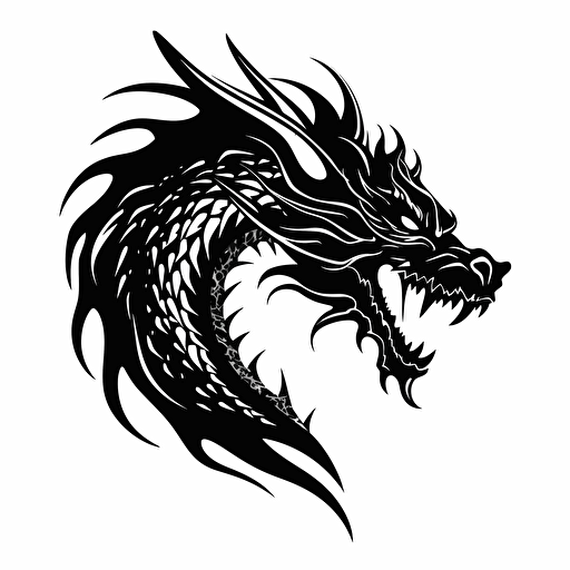Black dragon sticker png hq white background vector