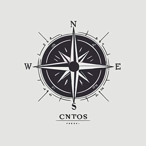 simple flat logo of a compass. White background, vector style, line, minimal